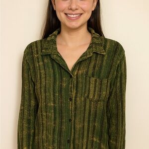 Green Striped Women's Top